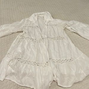 White long sleeve, feeling suit, cover-up, size small